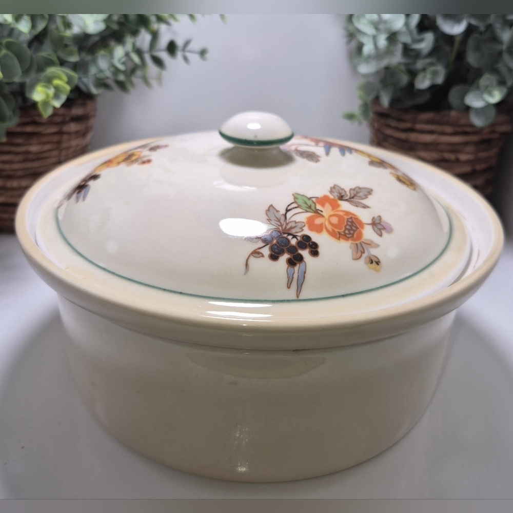 Royal Rochester Baking Dish, w/ Hand Painted Floral Design -Vntge